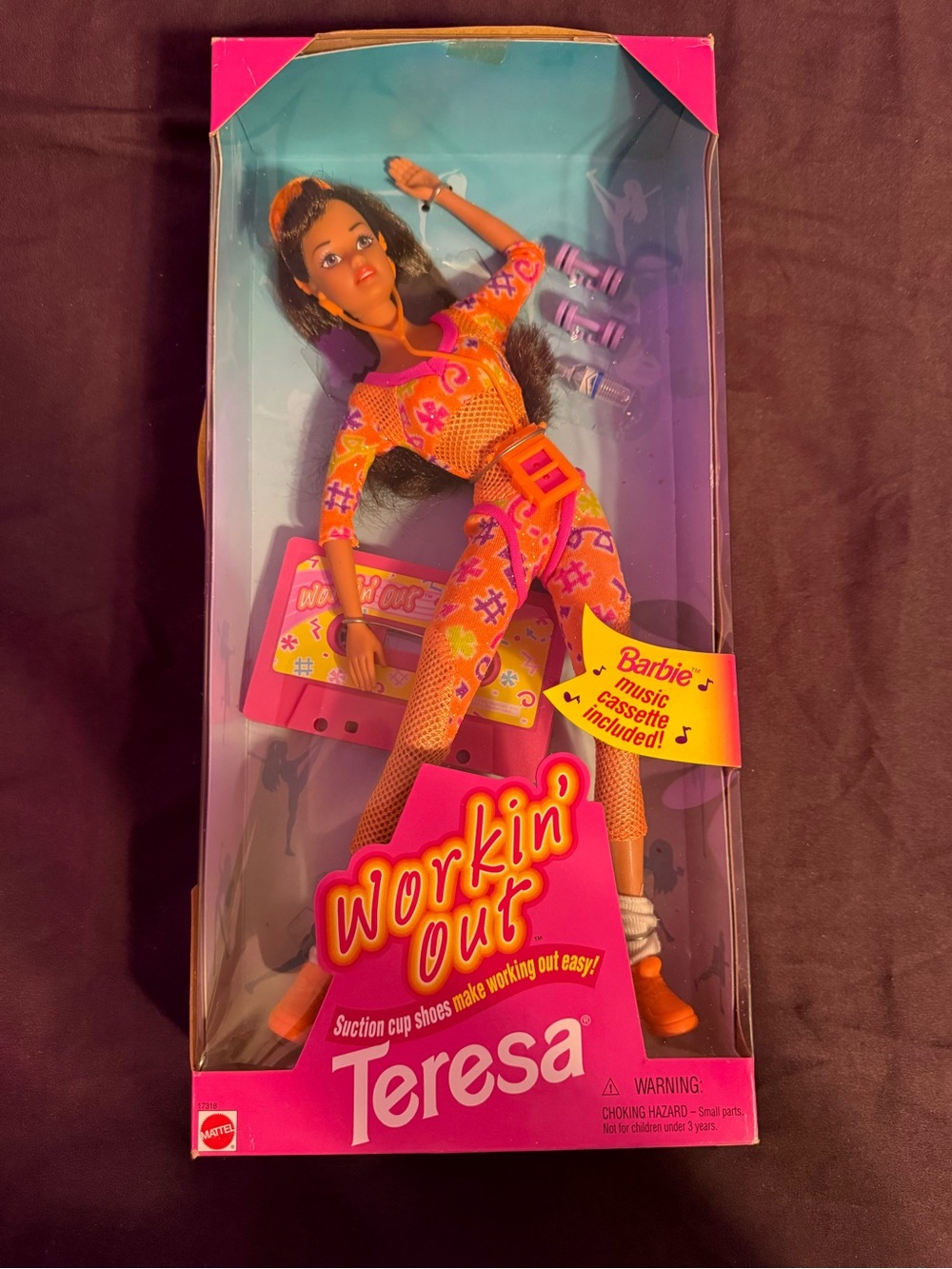Barbie Workin’ Out Teresa With Cassette & Suction Cup Shoes Mattel 17318 NRFB